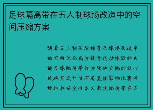 足球隔离带在五人制球场改造中的空间压缩方案