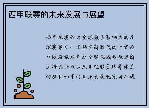 西甲联赛的未来发展与展望